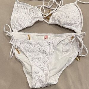 Juicy Couture White Eyelet Bikini size PS